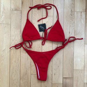 NWT 👙 - Zaful Red Ribbed High Cut Bikini Bundle